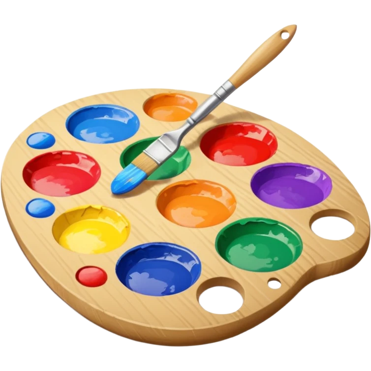 artist palette with colorful paints and a brush emoji