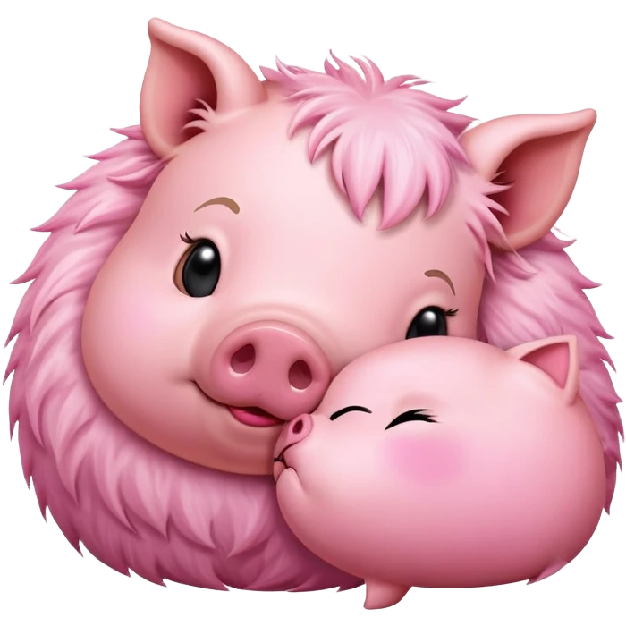 Свин и кот целуются emoji