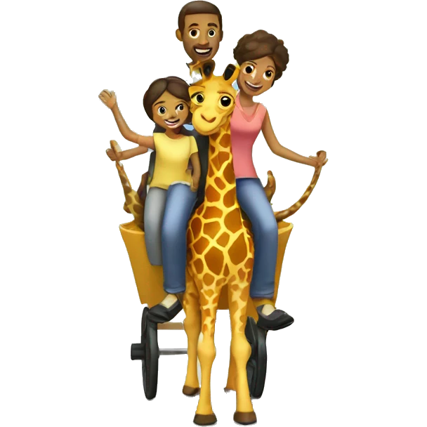 family riding giraffe emoji