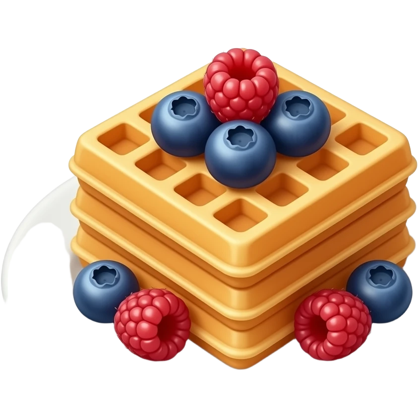 square waffles with berries on plate emoji