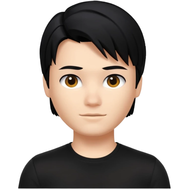 A roblox Avatar whit sleek hair and black shirt emoji
