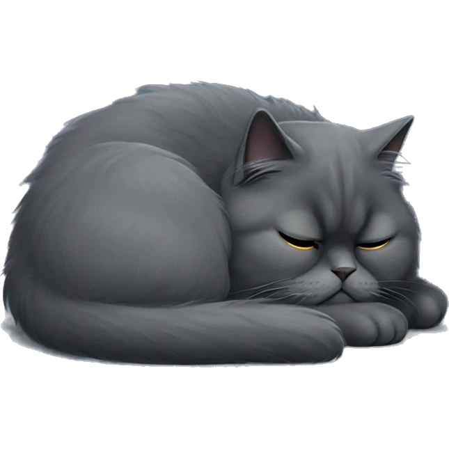 Dark grey persian cat sleeping  emoji