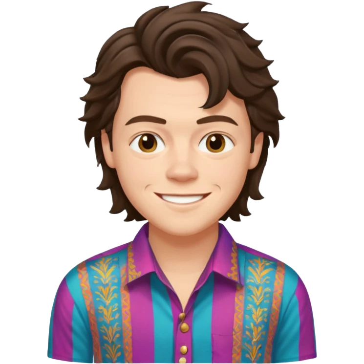 une joli personne qui ressemble a harry styles, avec beaucoup de details qui sourit emoji