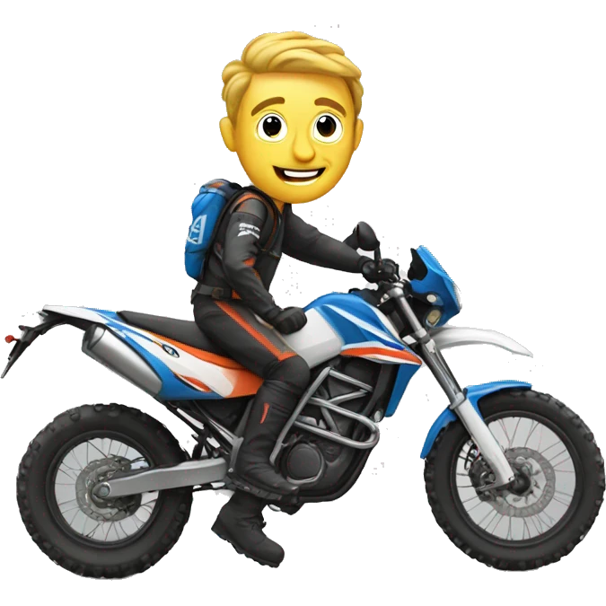 Create emoji of happy crazy enduro biker emoji