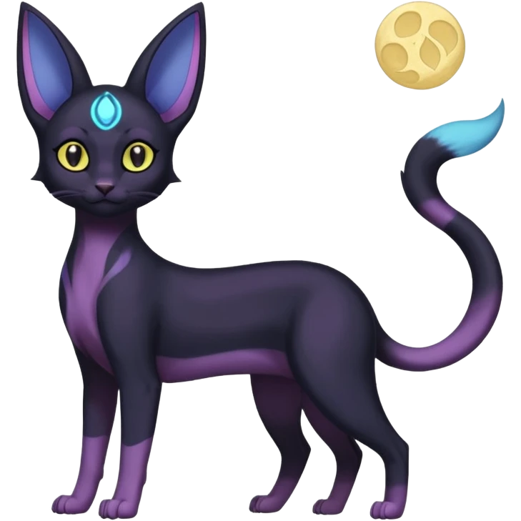 Magical Lunar Celestial Moon-powered-Umbreon-Purrloin-Delcatty-sphynx-fusion (full body) emoji