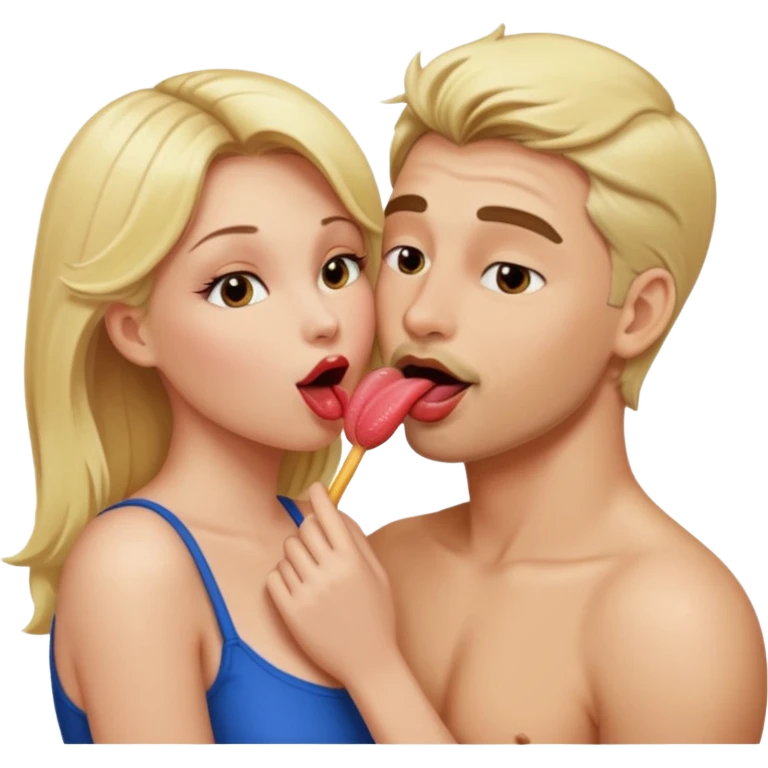 naked blonde woman licking naked man emoji