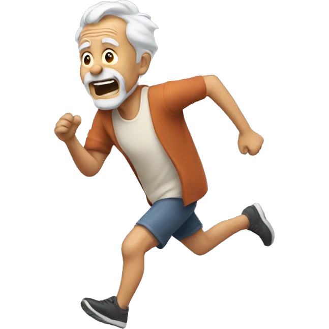An old man runs straight emoji