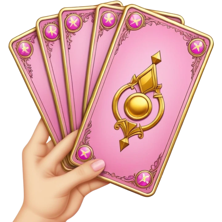 a hand of pink tarot cards emoji