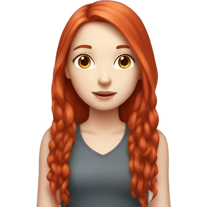 girl, red long hair,  pale-skin, emoji