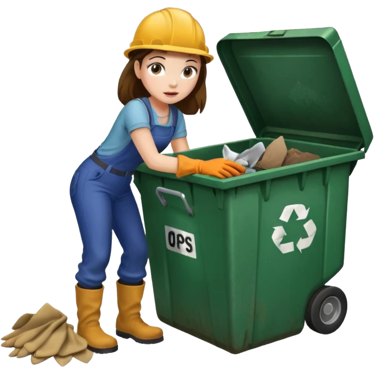 girl digging through dumoster emoji