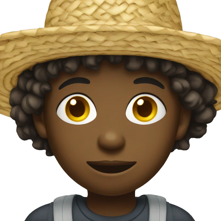 Black kid in straw hat emoji