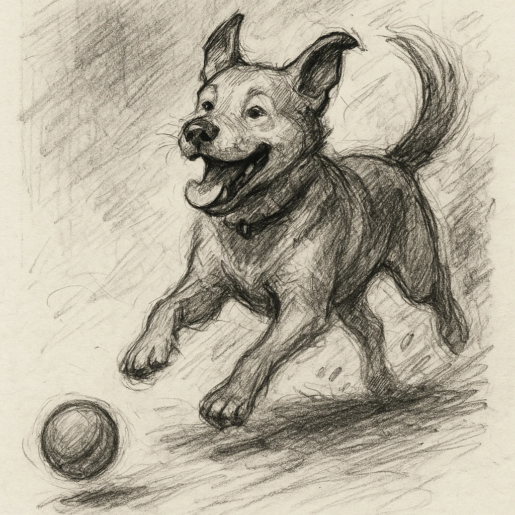happy dog running after ball emoji