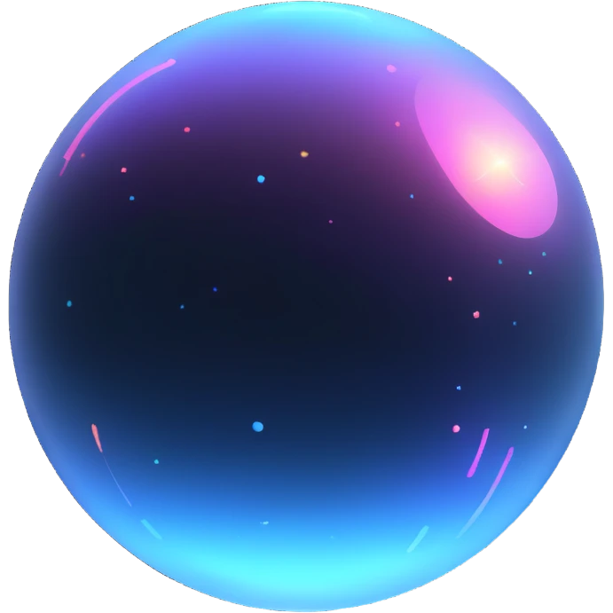 Floating holographic orb with a soft glow — a little futuristic, particles. emoji