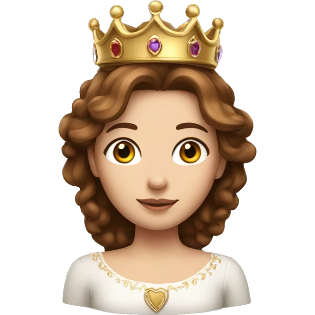beautiful girl whit brown hair and a Crown emoji