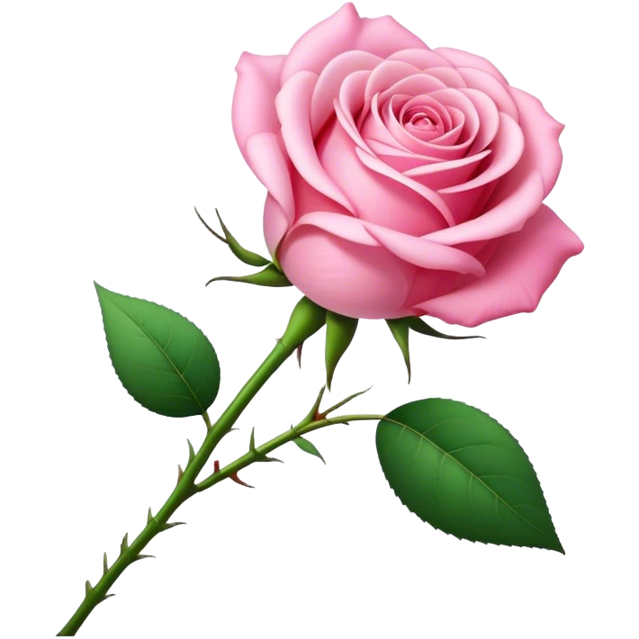 Romantic pink pretty rose long stem emoji