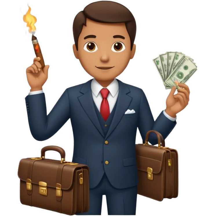 suit, cigar, briefcase of cash emoji