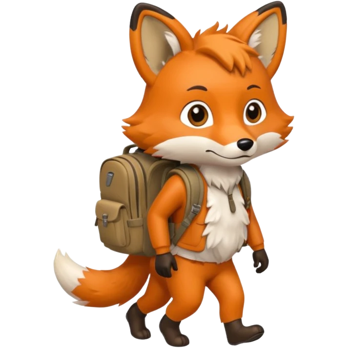 a fox walking with a backpack
 emoji