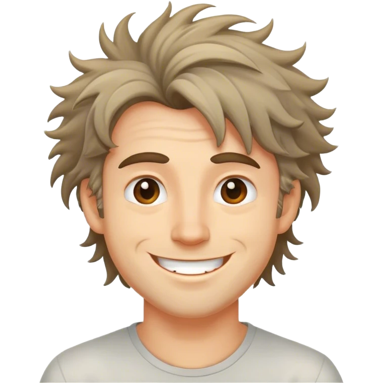 Guy zonked out with messy hair smiling emoji
