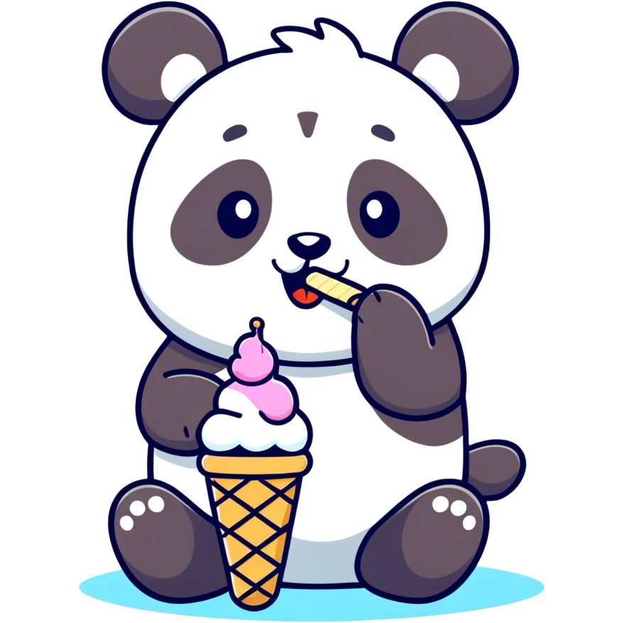 Panda eating ice cream emoji