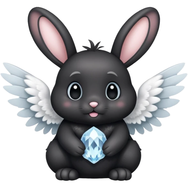 Black bunny with wings and with white cristal emoji