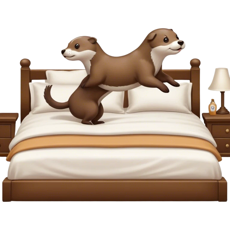 Otter and dog jumping on a bed   emoji