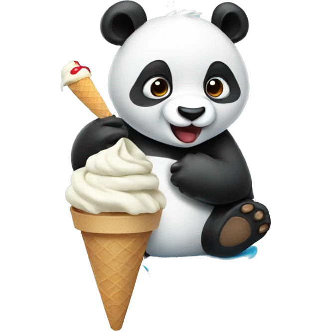 Panda eating ice cream emoji