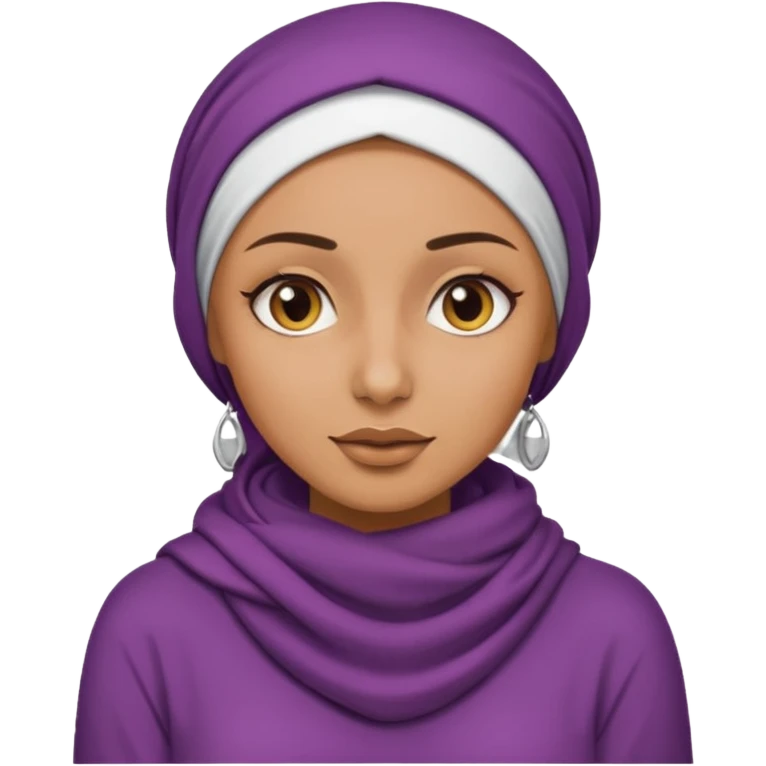 tanned skin woman with a headscarf, makeup, and a long sleeve shirt covering shoulders and arms, emoji style emoji