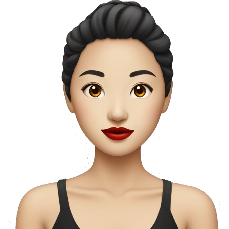 Asian girl with red lips emoji