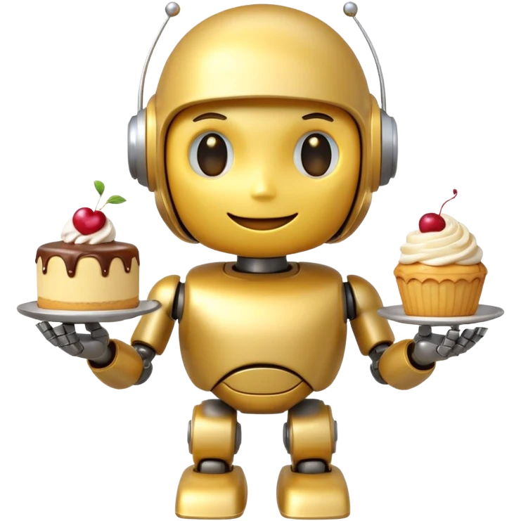 The cute robot is holding dessert in its hands, 3d emoji emoji