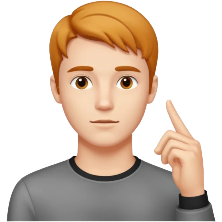 (Mewing) make a emoji of a guy looking to the left full face with a good jawline he looks Sigma in a Gen Z way, and he’s touching with his pointer finger, his jaw line emoji
