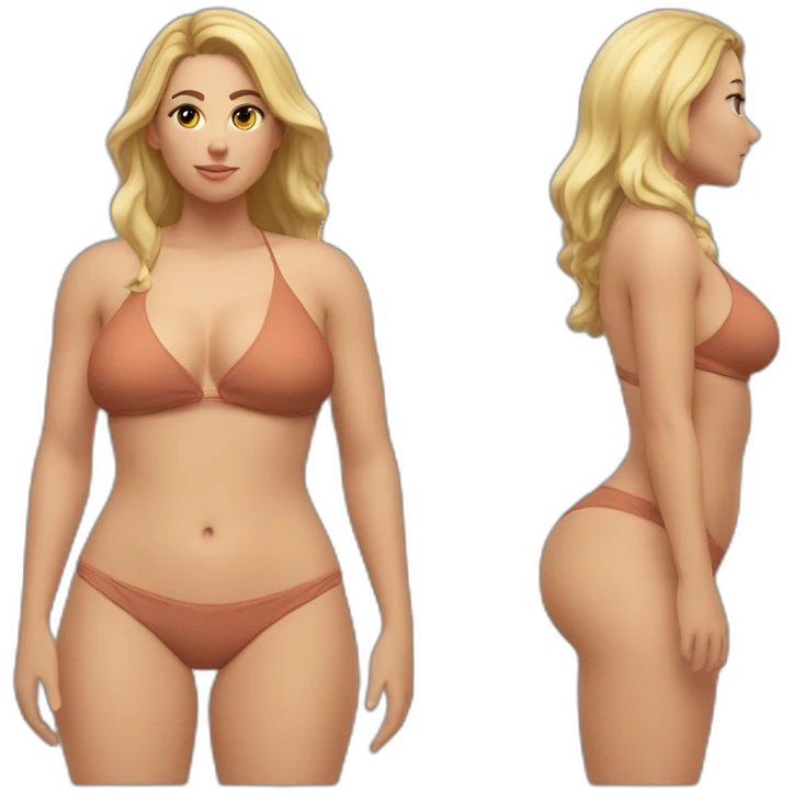 Slim-thicc Caucasian woman small bikini pose (beach body) emoji
