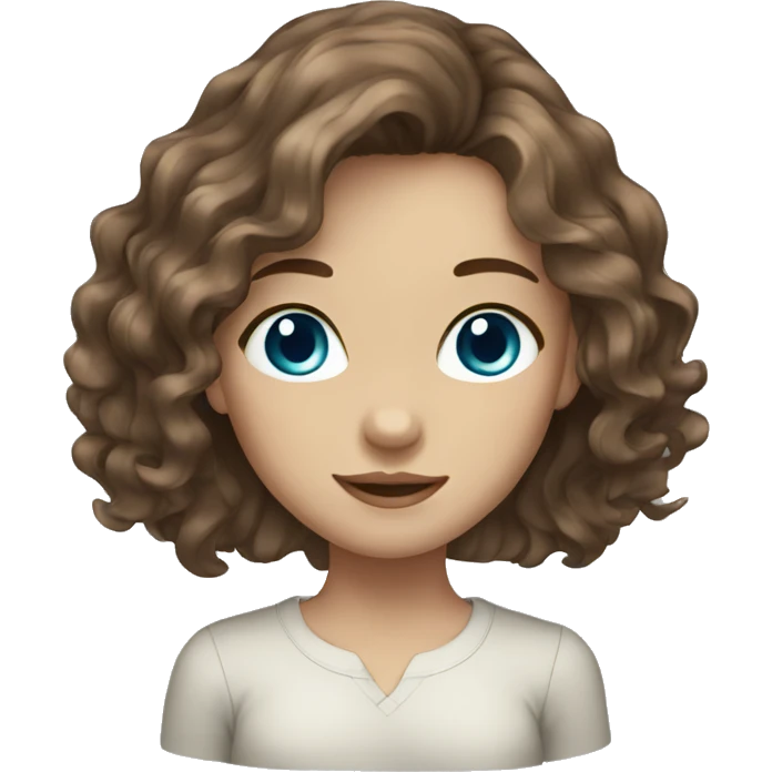 girl wavy brown hair blue eyes emoji