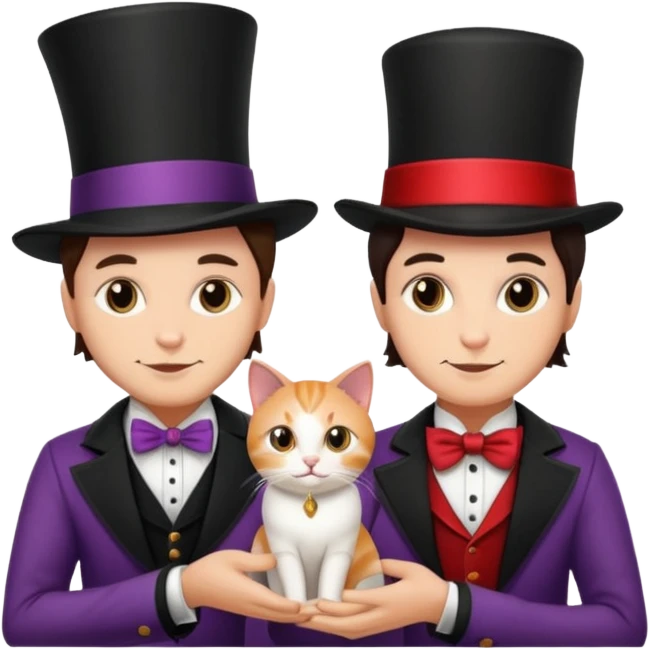 magician couple and their pet cat emoji