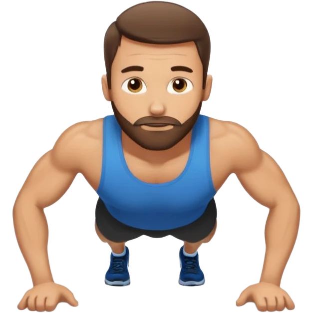 White man 2day stubble beard very short brown hair doing pushups  emoji