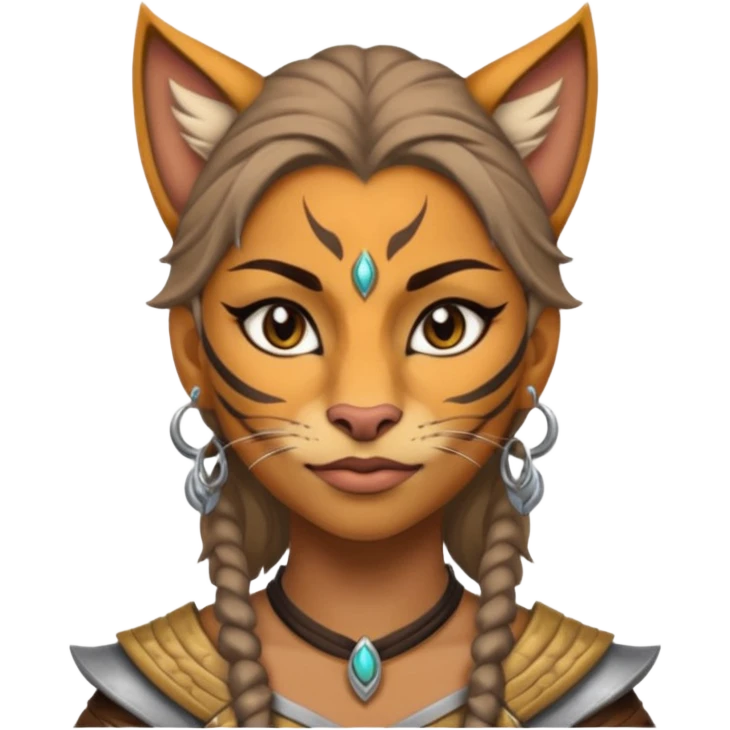 ESO female khajiit warrior with lashes and earrings emoji