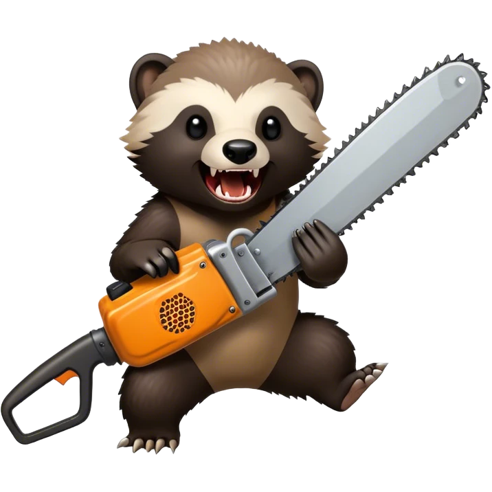 Honey badger holding a chainsaw going crazy  emoji