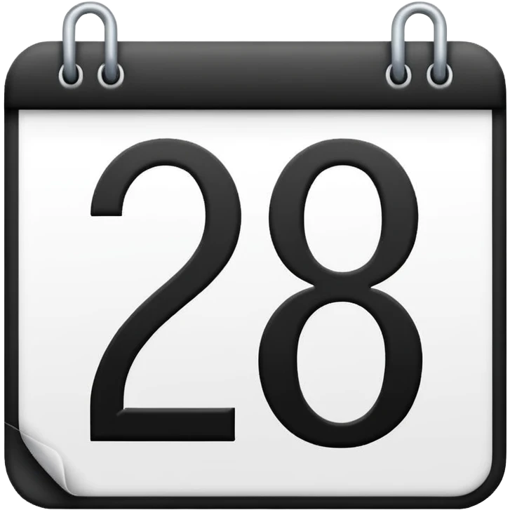 calendar with number 28 bold black numbers emoji