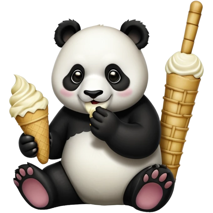 Panda eating ice cream emoji