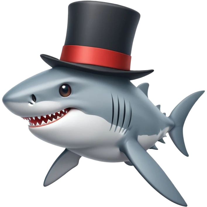 Shark with a top hat emoji