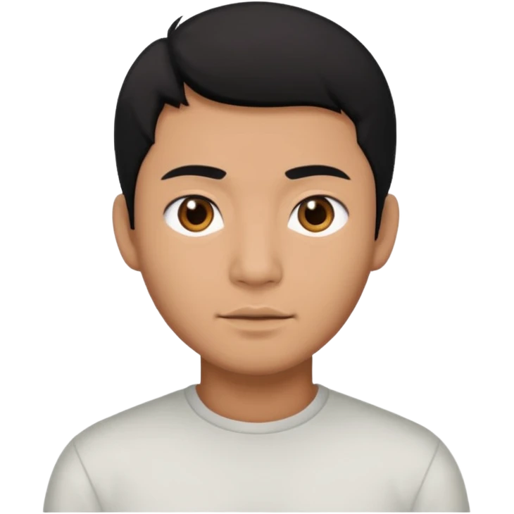 Brown Asian man with black hair black eyes emoji