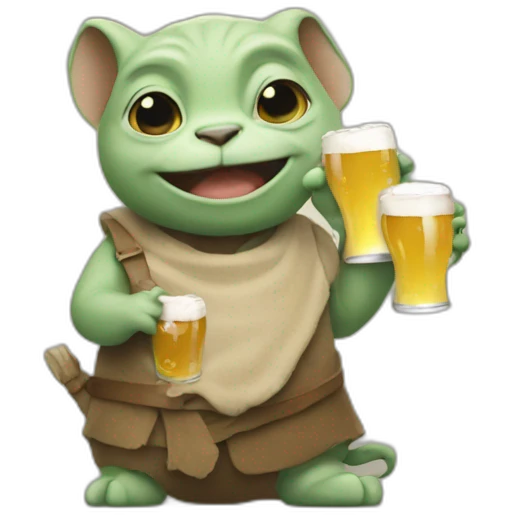 grogu holding a beer emoji