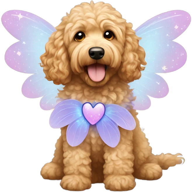 Curly golden doodle with fairy wings  emoji