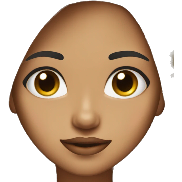 Straight black hair with light brown skin and pink lips emoji
