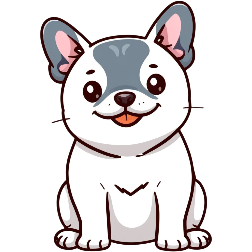cute french bulldog smiling emoji