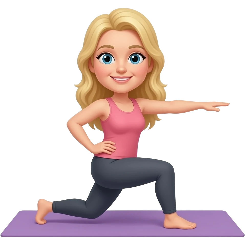 50 year old long blonde hair woman doing high low exercises emoji