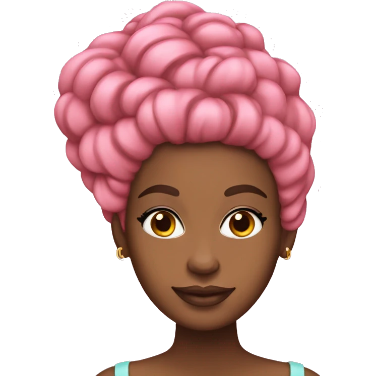 Pink French roll hairstyle African American woman  emoji