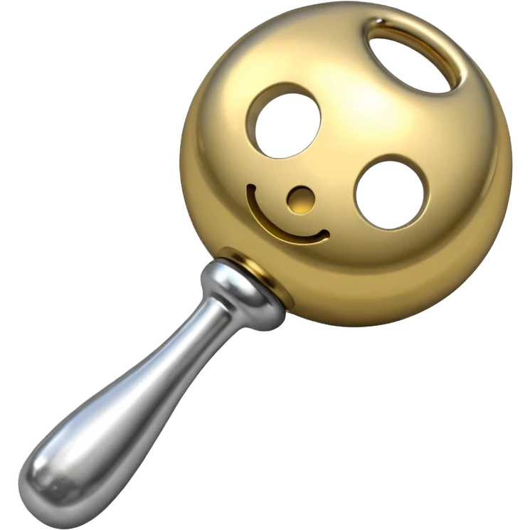 Metallic baby rattle emoji
