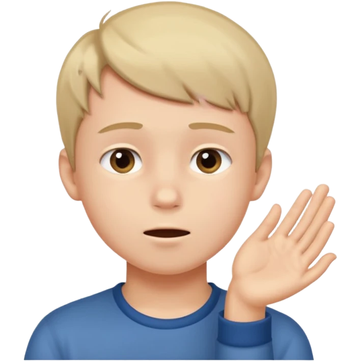 A boy showing right cheek to her mother asking for a gentle playful slap only boy no picture of mother included in emoji
Give side view of right cheek emoji