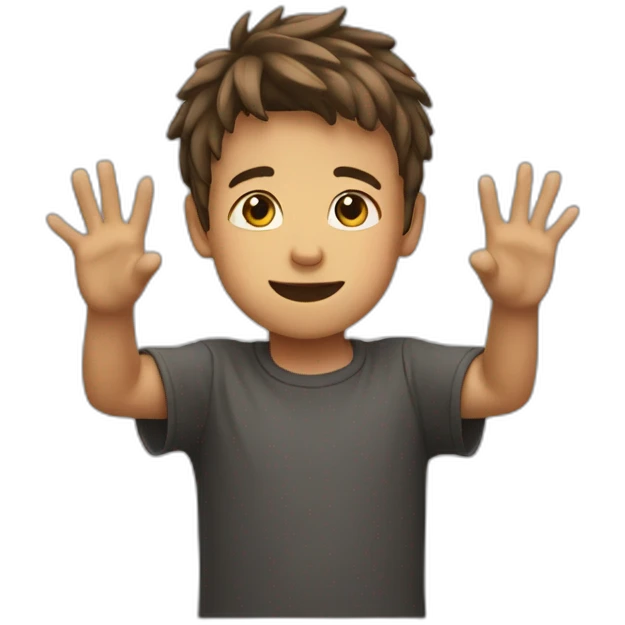 boy both hands up emoji