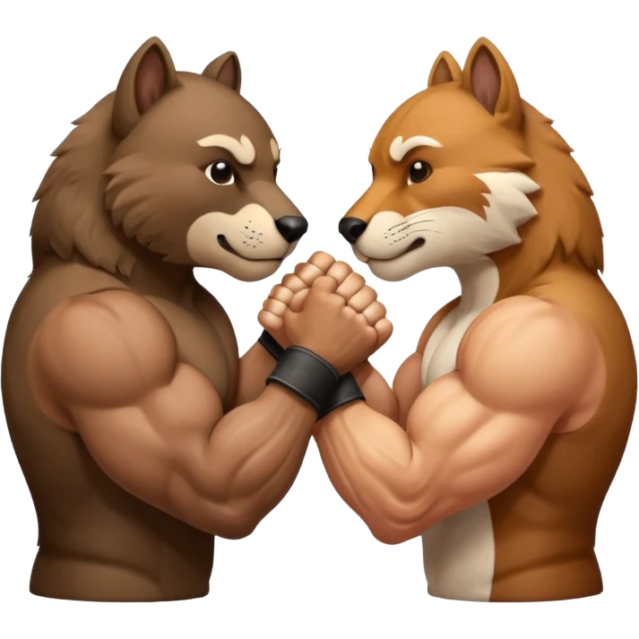 2 animals arm wrestling each other emoji